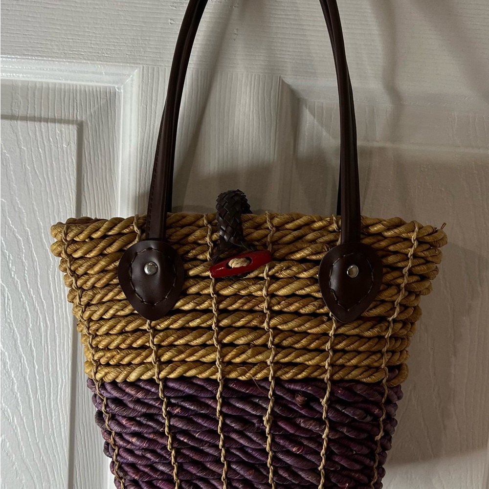 Two-Tone Woven Tote Bag